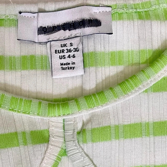 Topshop Ribbed Long Sleeve Cut Out Top Small Green Stripes Stretchy NWOT‎ - Picture 7 of 11
